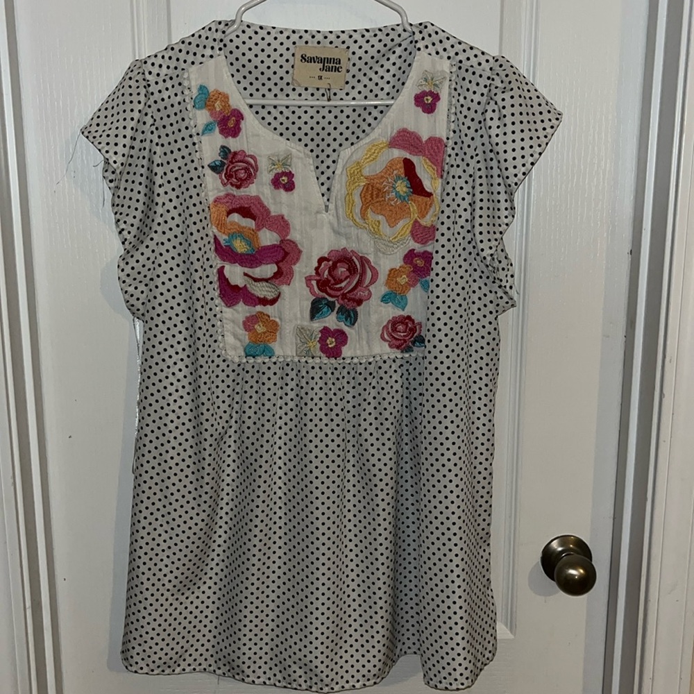 Floral and polka dot blouse